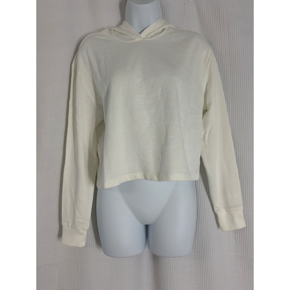 Alternative Apparel Womens Cream Cropped Hoodie Eco Friendly Pullover Small NWT